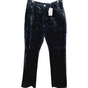 Chicos Pants Black Leather  Straight Leg flat Front Size 2